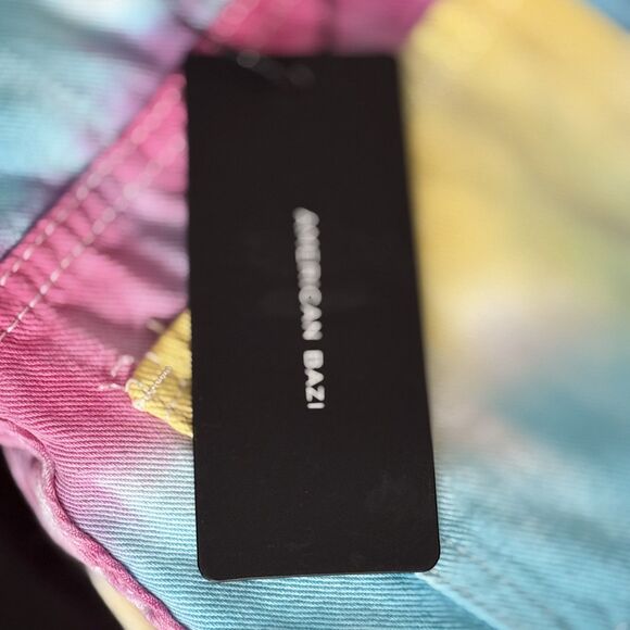 NWT AMERICAN BAZI Unicorn Jeans S Sliced Tie Dye Rainbow Pride JoJo stage club - Picture 14 of 16